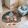 Christmas Sloth Pattern Round rug,Carpet Rug for Living Room Bedroom  Playroom ,Non-slip Floor Mat,Holiday Gifts and Birthday Gifts.