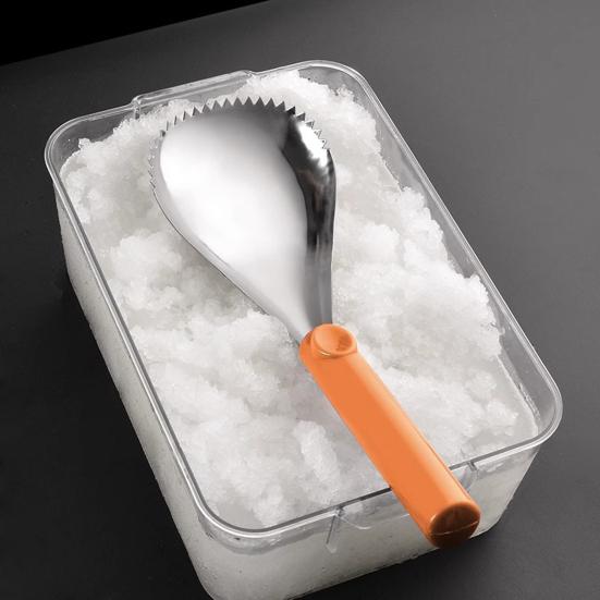 Lžíce na smoothie Nerezová lžíce na zmrzlinu Servírovací nástroj se zoubkovaným designem hlavy Snadný úchop Dezertní naběračka Kuchyňské náčiní