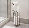 1PC Free Standing Toilet Roll Holder Stainless Steel with Extra Storage Shiny Chrome Bathroom Tissue Paper Organizer Accessories