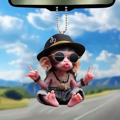 Arrive Acrylic Monkey Pendant Personalized Decor Pendant Christmas Monkey Pendant Car Cartoon Xmas Tree Acrylic Ornament