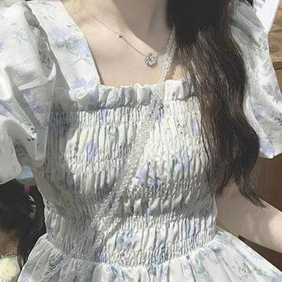 Vestido Florido ao Luar - Primeiro Amor - Fada Branca, Estilo Floresta, Doce Vestido Longo de Verão Francês