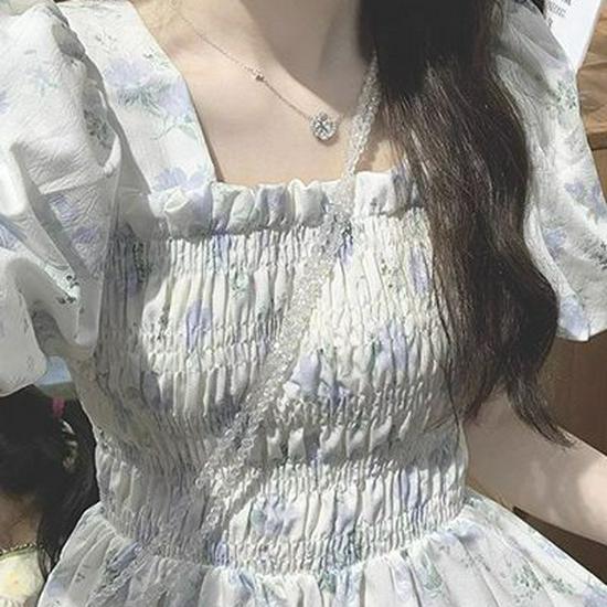 Moonlit Floral First Love Dress - White Fairy, Forest Style, Sweet French Summer Long Dress