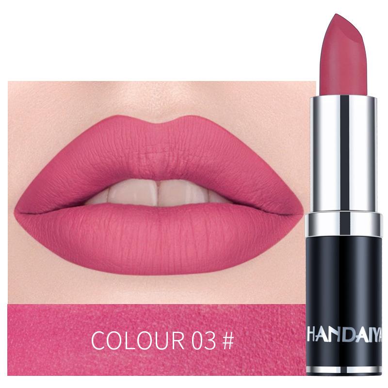 Handaiyan Sexy Nude Red Brown Purple Lipgloss Matte Lip Gloss Velvety Lipstick Matte Waterproof Makeup Long Lasting Cosmetic