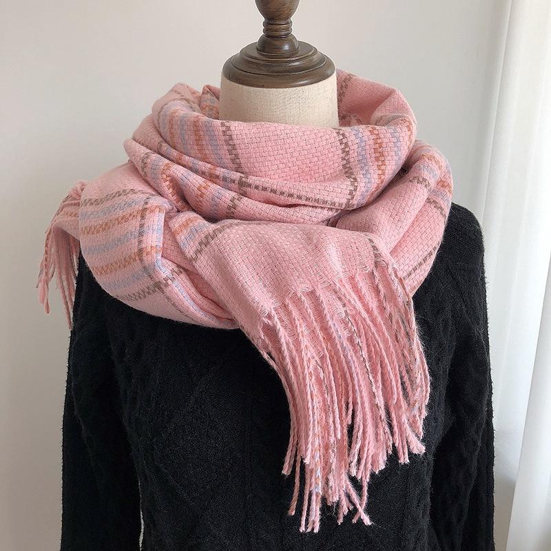 Imitation Cashmere Checkerboard Plaid Scarf for Men and Women European American Korean and Japanese Style Thickened Warm Tassel Shawl Scarf