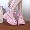 Scarpe da papà primaverili e autunnali Edizione coreana Scarpe semplici da donna con suola spessa che aumentano l'altezza Casual Internet Red High Top Scarpe sportive