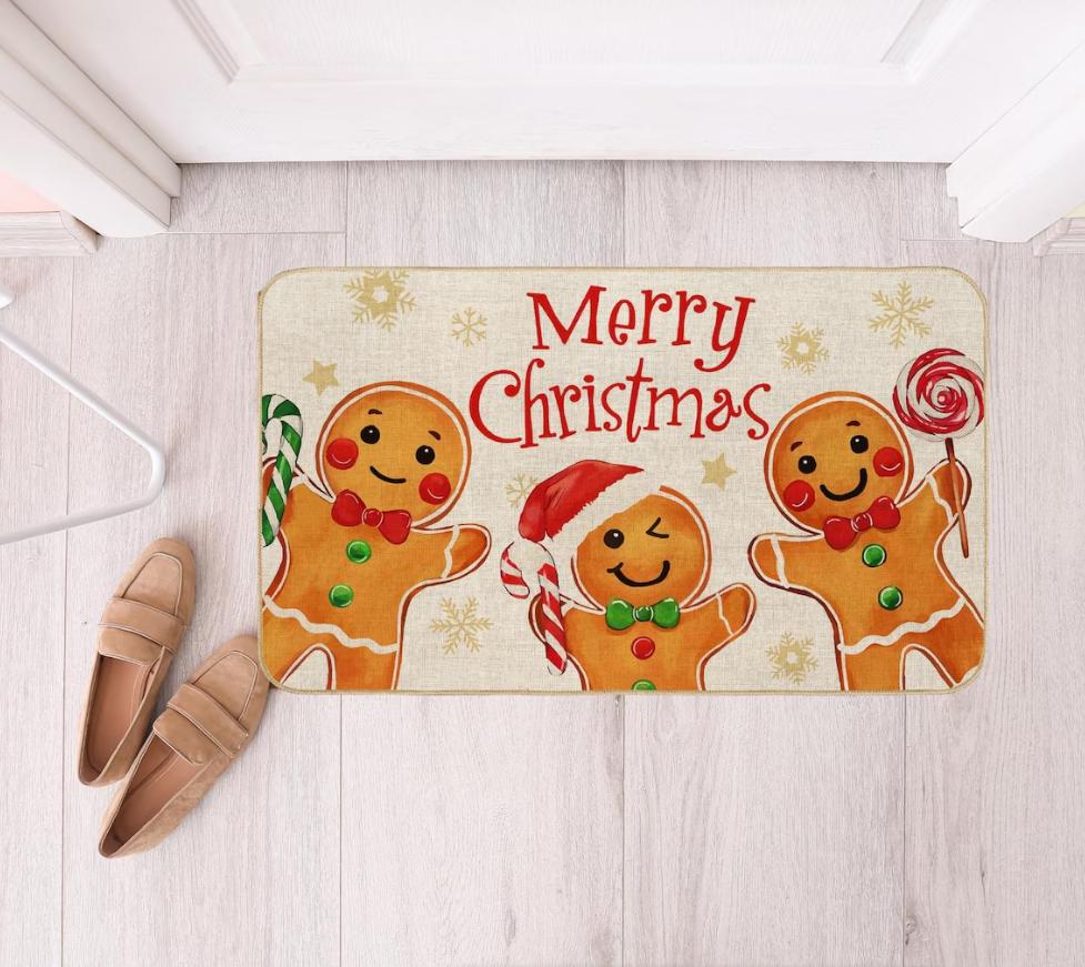 Gingerbread Man Floor Mat Living Room Bedroom Christmas Decoration Home Non Slip Carpet New Year Home Decoration