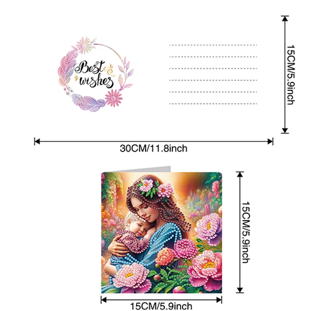 6Pcs Colorful Pattern DIY Diamond Painting Greeting Card with Envelope Diamond Art Festival Card Craft for Friend Family Lover