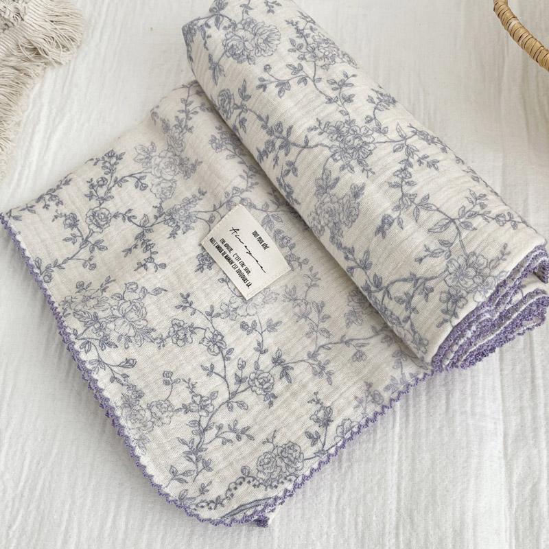 Baby Blanket Floral Soft Cotton Muslin Newborn Swaddle Wrap Receiving Blanket Quick Dry Bath Towel Baby Stroller Cover