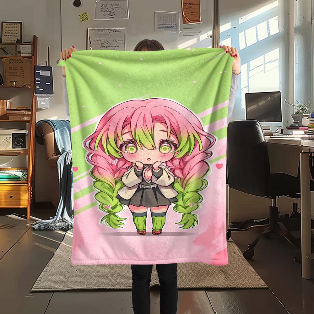 1PC Demon Slayer Print Flannel Blanket, High Quality All Seasons, Home Decor, Warmth and Comfort, Perfect for Christmas Gifts
