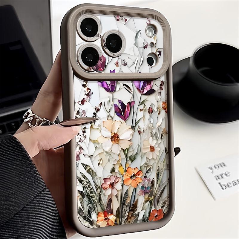 Shockproof Phone Case For iPhone 17 Pro Max Case iPhone 16 15 14 13 Pro Max 11 17e 16e White Flowers Print Soft Silicone Bumper Cover
