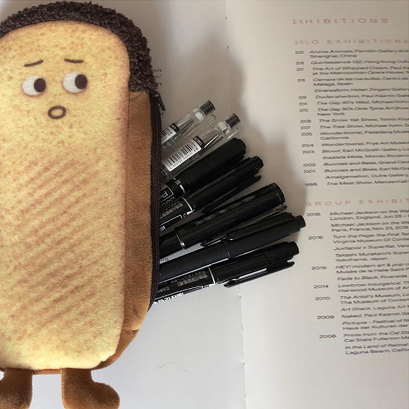 1pcs Cookie Pencil Case Bread Pencil Case Toast Pencil Case Unisex Stationery Large Capacity Portable Bag Cosmetic Pouch