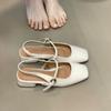 2025 summer new square head thick heel bag head sandals women's rear strap summer low heel commuter sandals