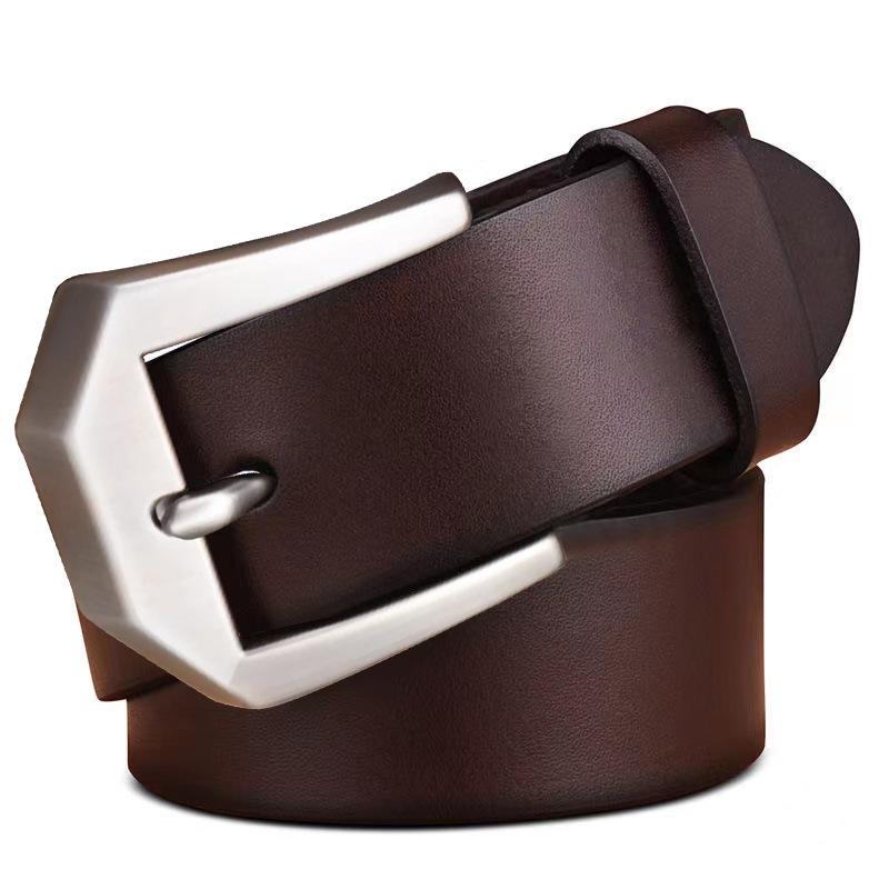 Men's Genuine Leather Belt, Pin Buckle Casual and Fashionable Leather Belt, Men's Youth Simple Jeans Belt