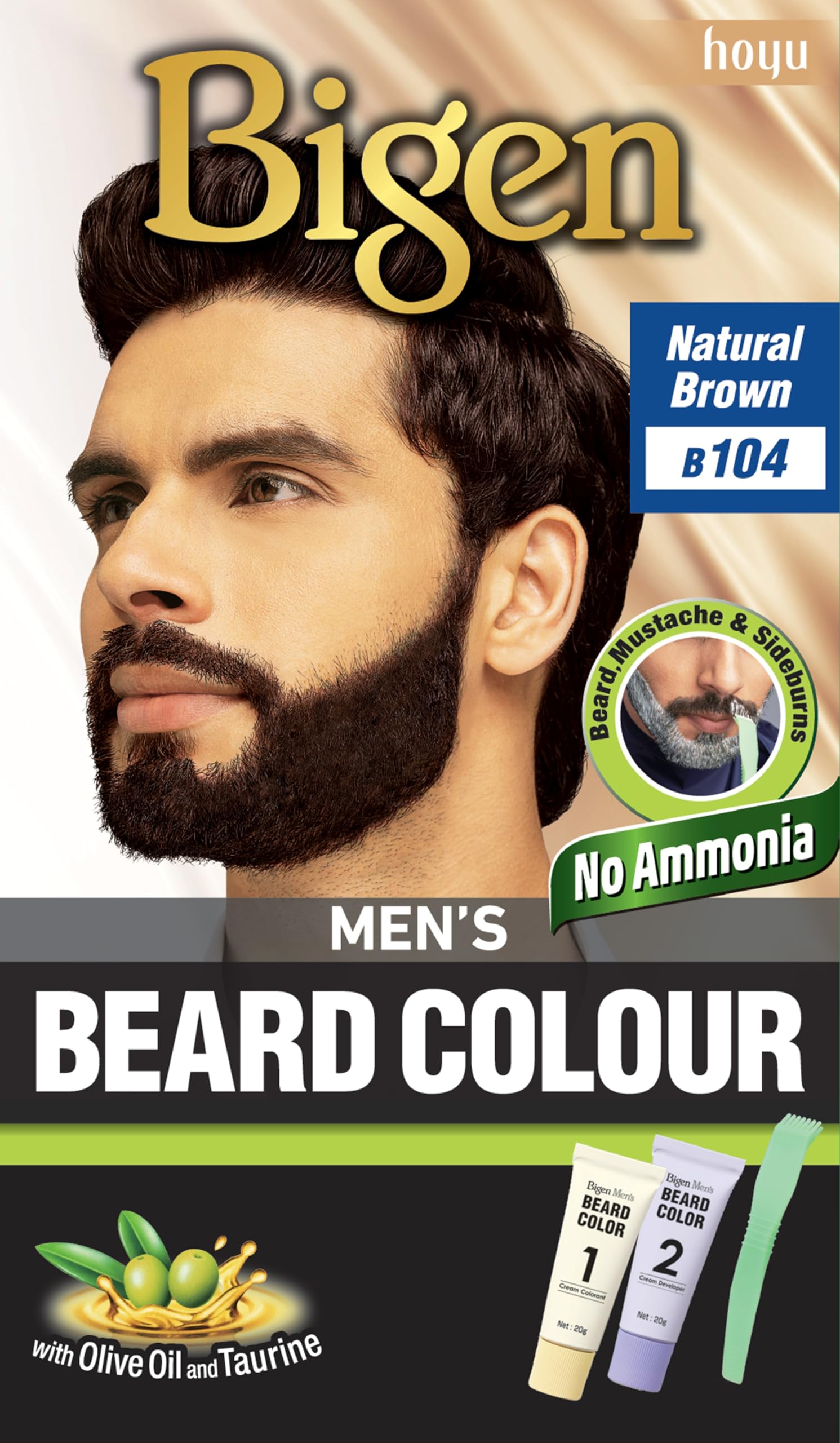 Bigen Men s Beard Color Natural Brown (B104) 20gm+20gm=40gm