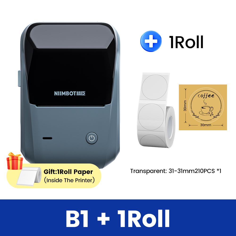 Niimbot B1 Wireless Label Maker White Color Transparent Clear Round Adhesive Sticker Business Bluetooth Labeling Printer Paper