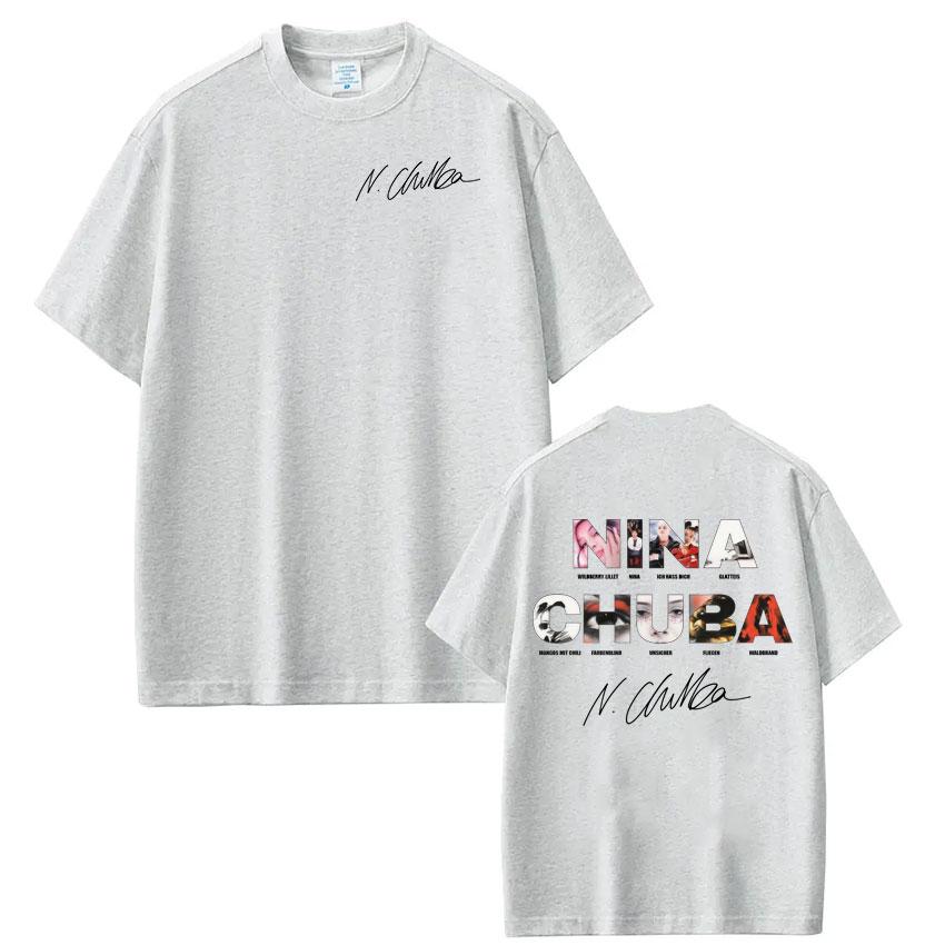 Singer Nina Chuba Album Tour 2025 Pattern Summer New Mens Womens Hiphop Round Neck Cotton Fashion Oversized Short Sleeved