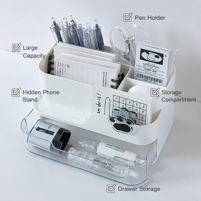 Multi-functional Desktop Stationery Organizer Student Desk Office Pen Holder Drawer Large Capacity Space Saving Storage Rack