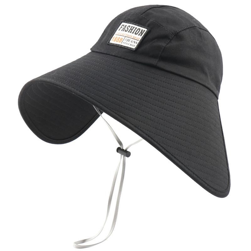 

Новая летняя женская повседневная шляпа с большими полями, шляпа для защиты лица, защита от солнца, солнцезащитная шляпа, уличный козырек, шляпа с отверстием для хвостика. чёрный