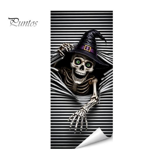 Large Vertical Decorative Stickers for Bins Halloween Wall Trash Can Decal Stickers, Spooky Skull Ghost Horror Creative Balcony Decals Outdoor Garbage