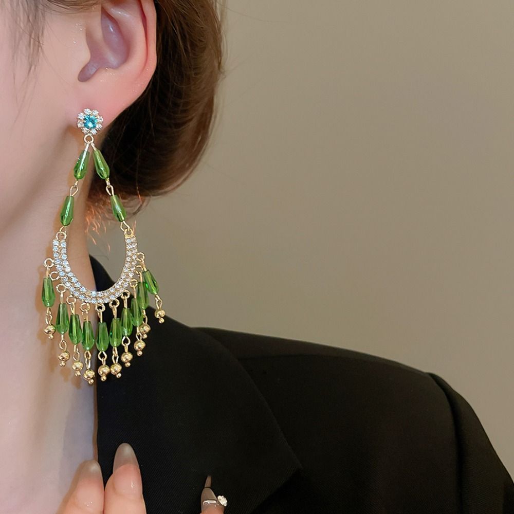 

Beaded Tassel Water Droplet Earrings Hook Piercing Vintage Long Earrings Women