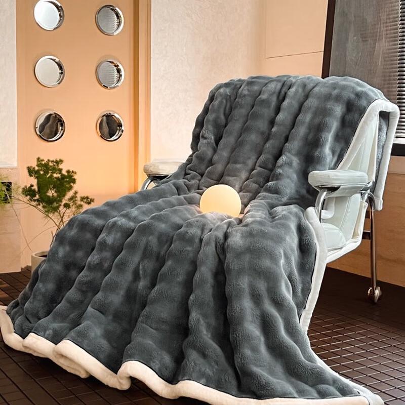 

LISM Thickened Bubble Rabbit Fleece Blanket