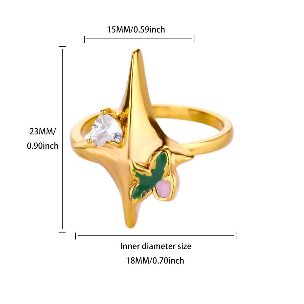 New Luxury Color Treasure Butterfly Ring Women's Titanium Steel Zircon Ring Niche High-end Light Luxury Cold Wind Index Finger Ring