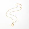 Fenny   18K PVD Plated Waterproof Trendy Simple Irregular Oval Pendant Sweater Chain Stainless Steel Necklace for Women
