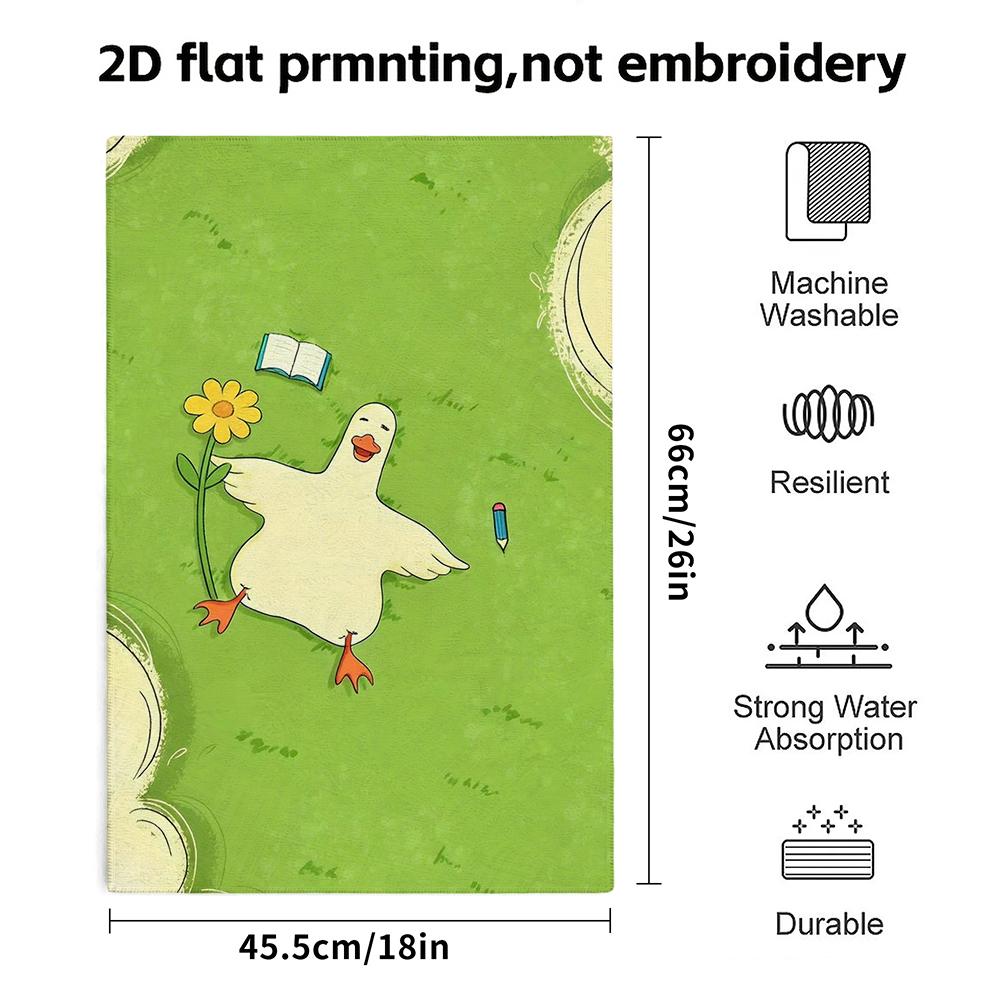 Happy Duck on Grass Print Bath Towel, Quick Dry Absorbent Soft Towel