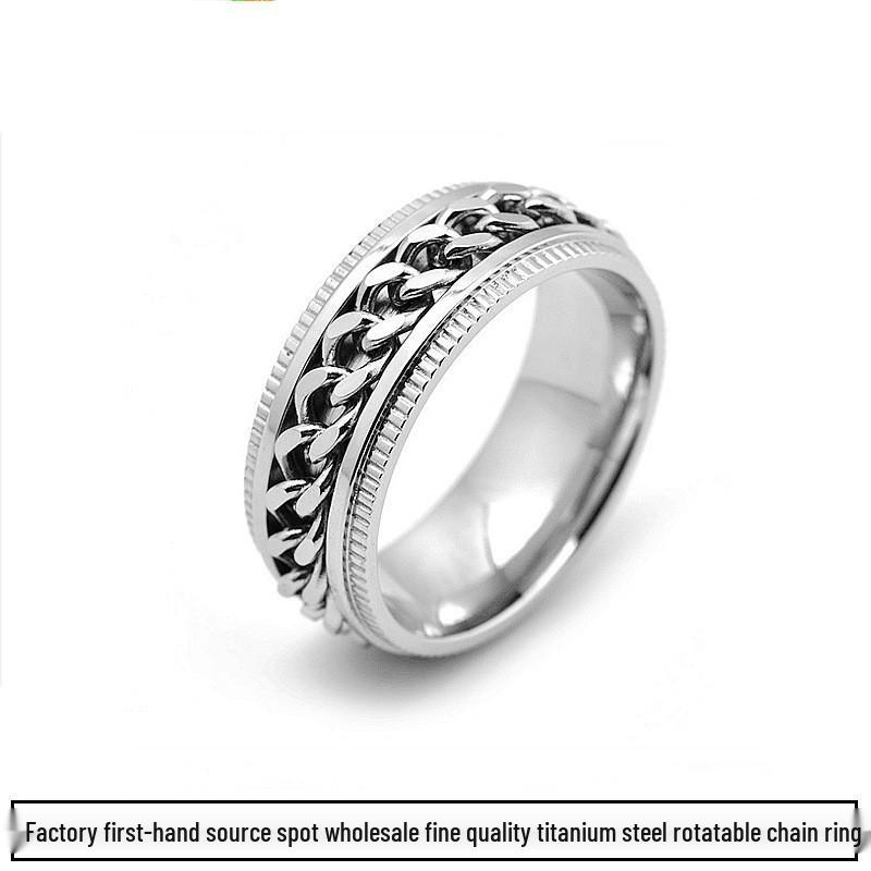 Bague Chaîne Rotative en Acier Titane pour Homme - Tendance, Style Individuel, Bijou de Mode Européen et Américain.
