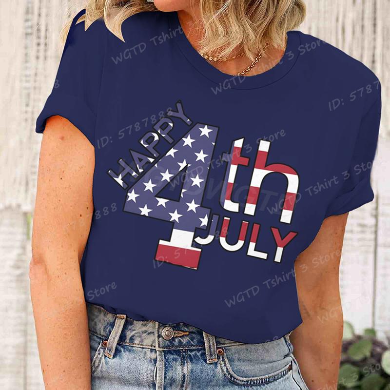 Happy 4th Of July T-Shirts Unabhängigkeitstag T-Shirts Sommer T-Shirt Lässige Kurzarm-T-Shirts Rundhals-Oberteile Damenbekleidung