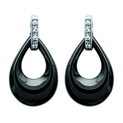[L6686] - Silver 'Sissi' Silver Earrings (ceramic) Rhodium-plated - 16x10 Mm