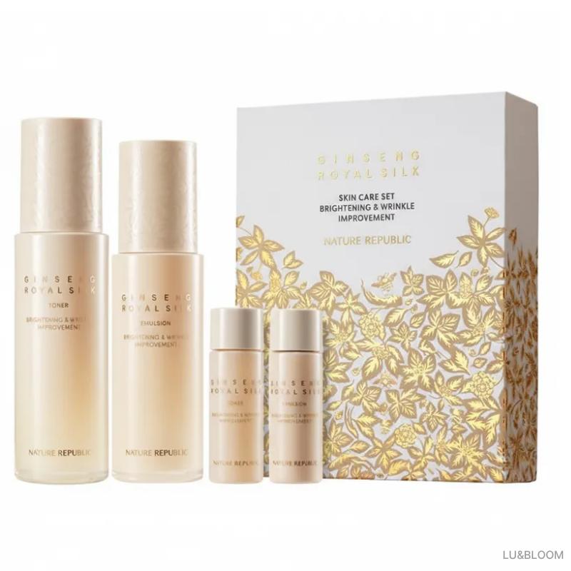 

Nature Republic Ginseng Royal Silk Skin Care 2-Set (Toner 130ml + Emulsion 120ml) (+Free gift)