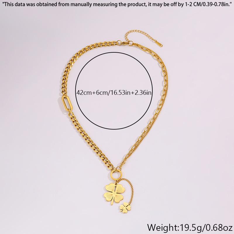 Premium Titanium Steel Four-Leaf Clover Necklace for Women – Elegant, Versatile Tassel Chain Design