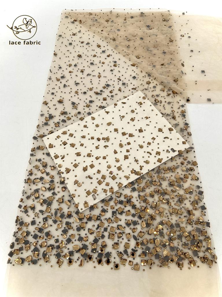 African Heavy Stones Lace Fabric 2025 High Quality for Women Nigerian French Stones Tulle Lace Fabric Wedding Party Dress Sewing