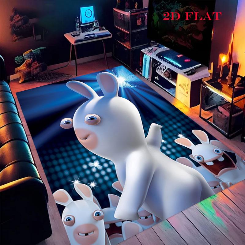 Rabbids Invasion Smile Carpet Rug for Living Room Bedroom Home Sofa Decoration,Kids Play Nonslip Floor Mat
