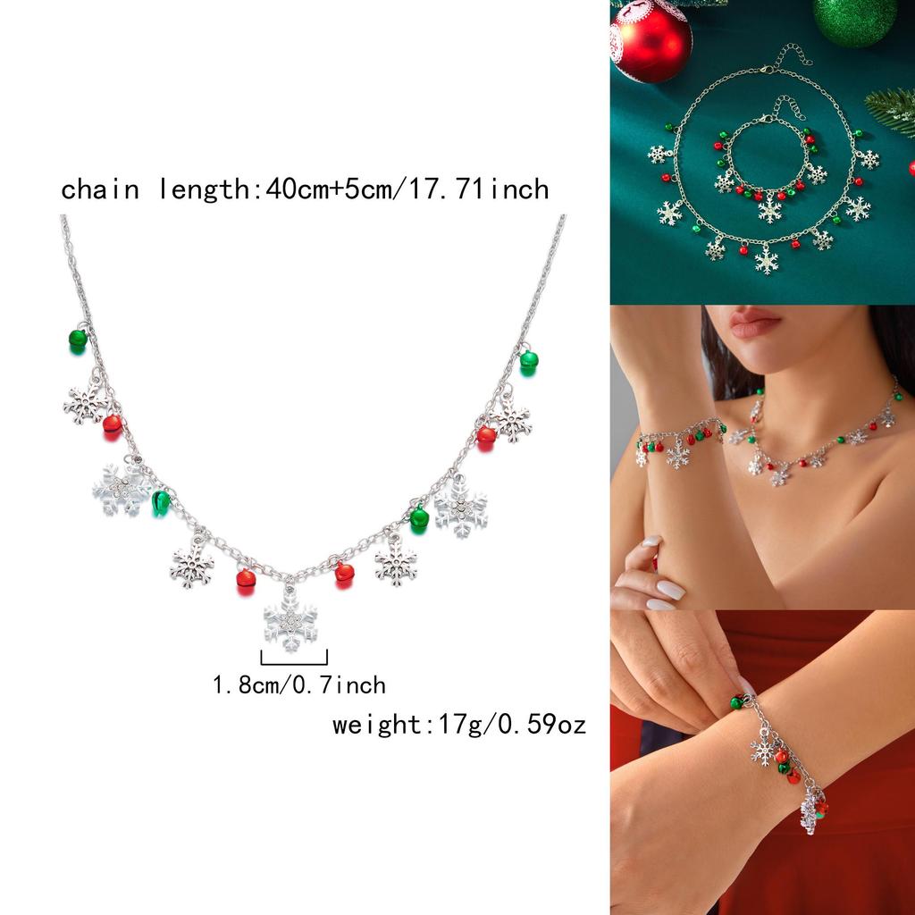 Christmas Bell Pendant Necklace And Bracelet With Alloy Material For Holiday Gift And Celebrations
