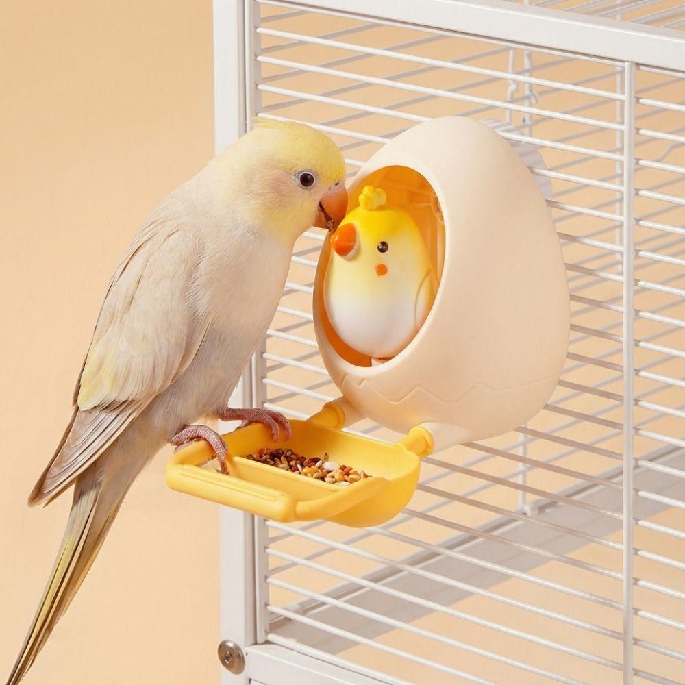 Eggshell Bird Bird Food Dispenser Bite Resistant Bird Standing Stick Parrot Feeder Toy Aviary