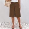 Women's Elastic Waist Bermuda Shorts Casual Loose Straight Leg Knee Length Pants