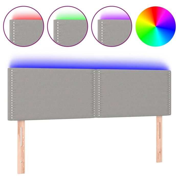 VidaXL Tête de Lit à LED Meuble de Chambre à Coucher Accessoire de Lit Double Tête de Cadre de Lit Intérieur Gris Clair 3121470