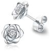 Huitan Exquisite Rose Stud Earrings for Women Luxury Sparkling Cubic Zirconia Temperament Sweet Flower Earrings Fashion Jewelry