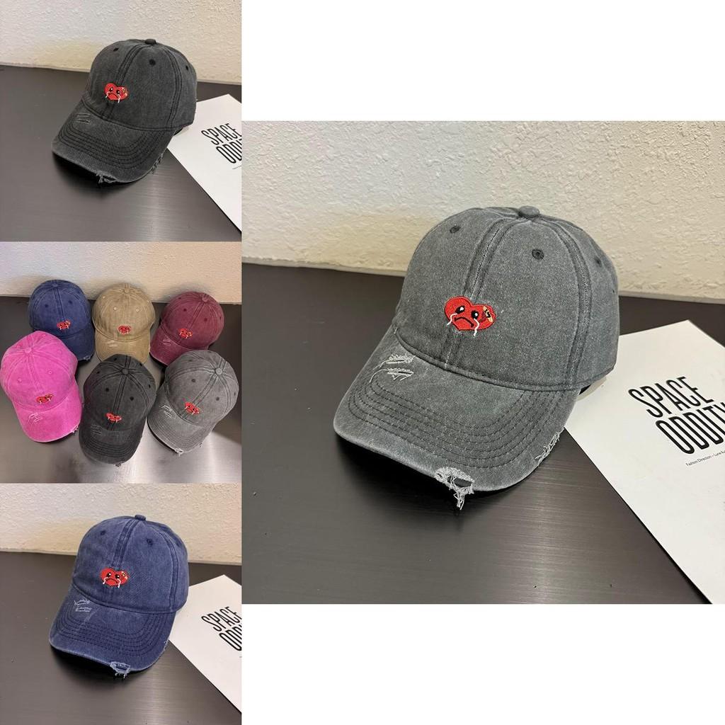 Crying Heart Shaped Baseball Cap With Washed Cotton For Summer Sun Protection Outdoor Casual