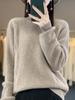 Versatile High-Neck Cashmere Wool Women's Sweater, Autumn/Winter Style, Thick Warm Knitwear, Loose Slimming Fit