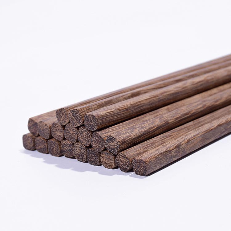 Alishan Solid Wood Chicken Wing Chopsticks - No Paint, No Wax, 10 Pairs, Carved Design Family Pack.