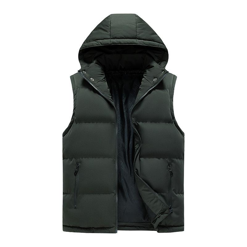 Men's Down Cotton Vest - Autumn/Winter Sleeveless Jacket, Slim Fit, Plus Size, Cap Sleeve, Trendy Casual Solid Color.