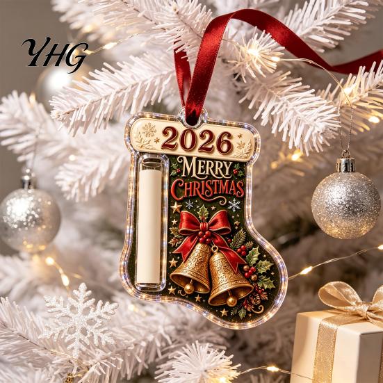 Christmas Money Holder for Cash Stocking Shaped Gift Ornament, Acrylic Hanging Festive Home Holiday Accessory Decor, Xmas Tree Tree, Party Supplies