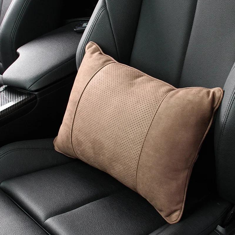 Car Headrest Universal Neck Pillow Breathable Holes Headrest Wool Fabric Perforated Lumbar Pad Car Interior Accessories