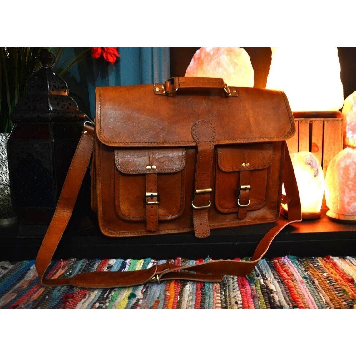 

Сумка Винтажная Кожаная для Ноутбука Натуральная Мессенджер Портфель Наплечная Сумка Мужская 16 x 12 x 5 in