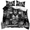 Dark Satanic Duvet Cover Set Satan Goat Inverted Pentagram Skull Bedding Set Full King Size Bed Set Bedroom Comforter Cover Set