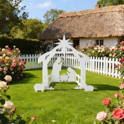 Christmas Patio Decoration - 28-Inch Outdoor Nativity Scene - Pvc, Suitable For Outdoor Decoration Props
