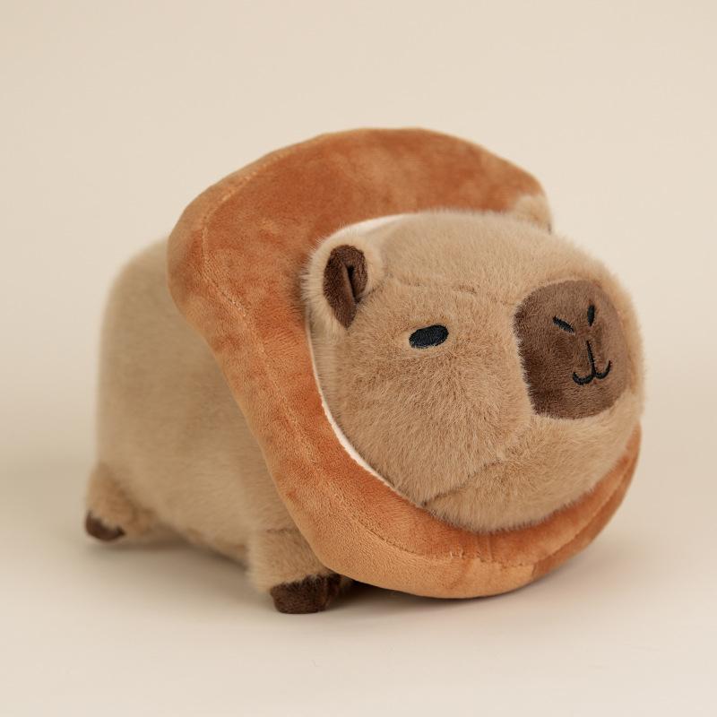 Cute Capybara Plush Toy Kawaii Flower/Toast Capibara Stuffed Fluffy Doll Detachable Decor Animals Toys Birthday Gift Bed Partner